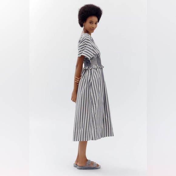 By Anthropologie V-Neck Zip-Front Midi Dress - Picture 2 of 7